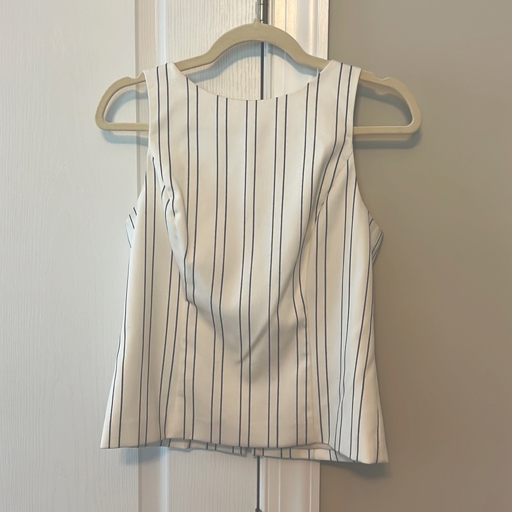 White House Black Market - White/Black Stripe Top - Size 4